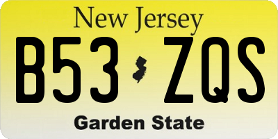 NJ license plate B53ZQS