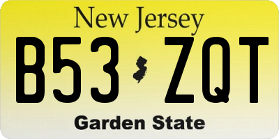 NJ license plate B53ZQT