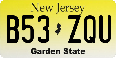 NJ license plate B53ZQU