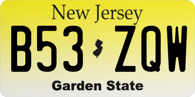 NJ license plate B53ZQW