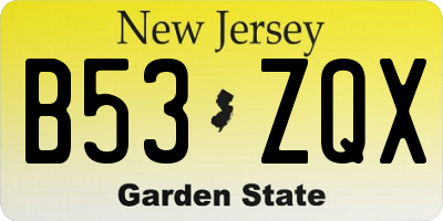 NJ license plate B53ZQX