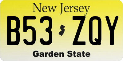 NJ license plate B53ZQY