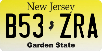 NJ license plate B53ZRA