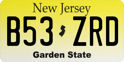 NJ license plate B53ZRD