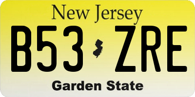 NJ license plate B53ZRE