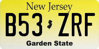 NJ license plate B53ZRF