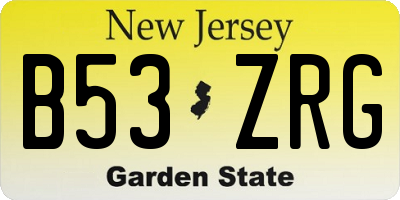NJ license plate B53ZRG