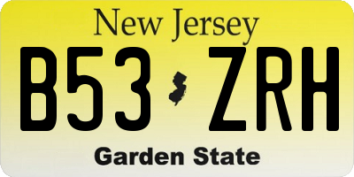 NJ license plate B53ZRH