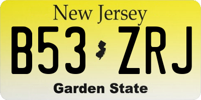 NJ license plate B53ZRJ