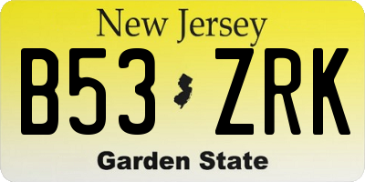NJ license plate B53ZRK