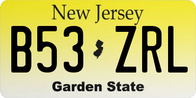 NJ license plate B53ZRL