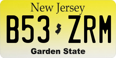 NJ license plate B53ZRM