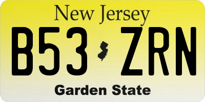 NJ license plate B53ZRN