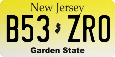 NJ license plate B53ZRO