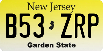 NJ license plate B53ZRP