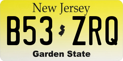 NJ license plate B53ZRQ