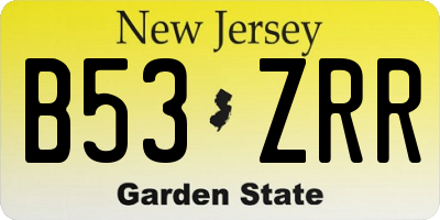 NJ license plate B53ZRR