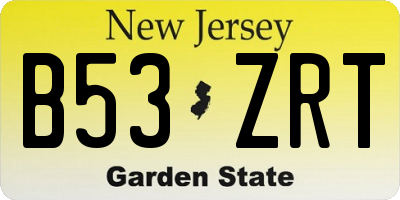 NJ license plate B53ZRT