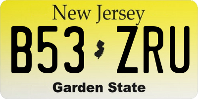 NJ license plate B53ZRU