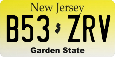 NJ license plate B53ZRV