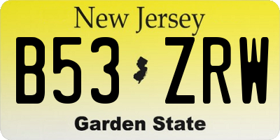 NJ license plate B53ZRW