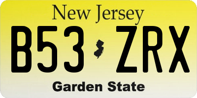 NJ license plate B53ZRX
