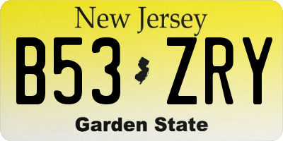 NJ license plate B53ZRY