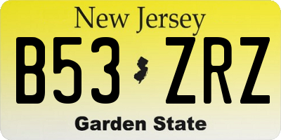 NJ license plate B53ZRZ
