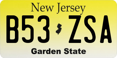 NJ license plate B53ZSA