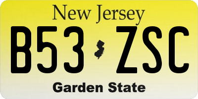 NJ license plate B53ZSC