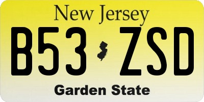 NJ license plate B53ZSD