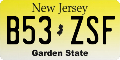 NJ license plate B53ZSF
