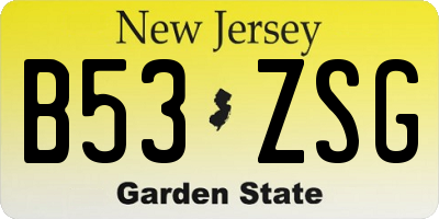 NJ license plate B53ZSG