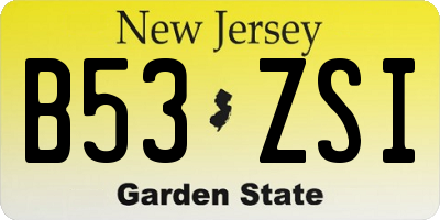 NJ license plate B53ZSI