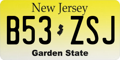 NJ license plate B53ZSJ