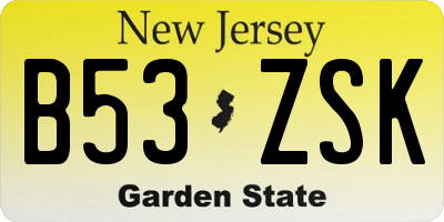 NJ license plate B53ZSK
