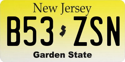 NJ license plate B53ZSN