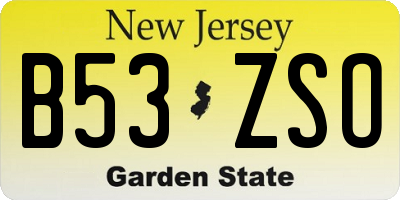 NJ license plate B53ZSO