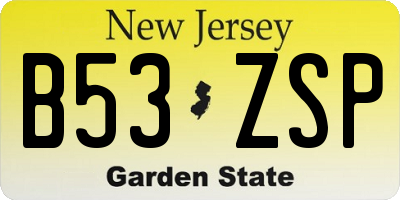 NJ license plate B53ZSP