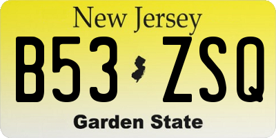 NJ license plate B53ZSQ