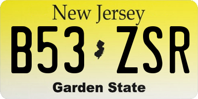 NJ license plate B53ZSR
