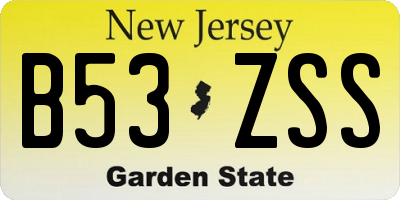 NJ license plate B53ZSS