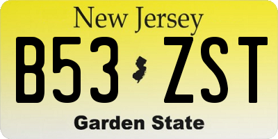 NJ license plate B53ZST
