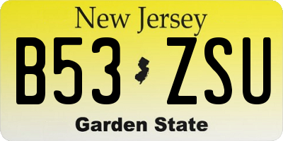 NJ license plate B53ZSU