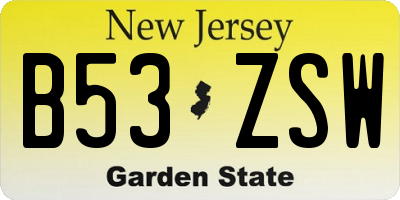 NJ license plate B53ZSW