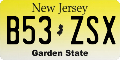 NJ license plate B53ZSX