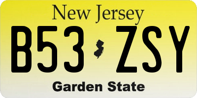 NJ license plate B53ZSY