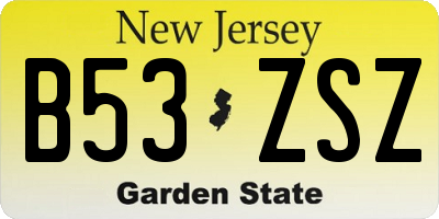 NJ license plate B53ZSZ