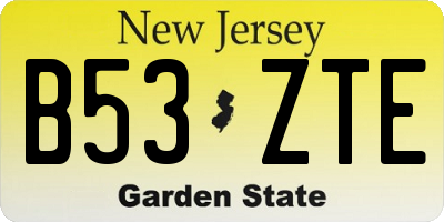 NJ license plate B53ZTE