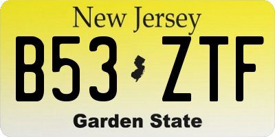 NJ license plate B53ZTF
